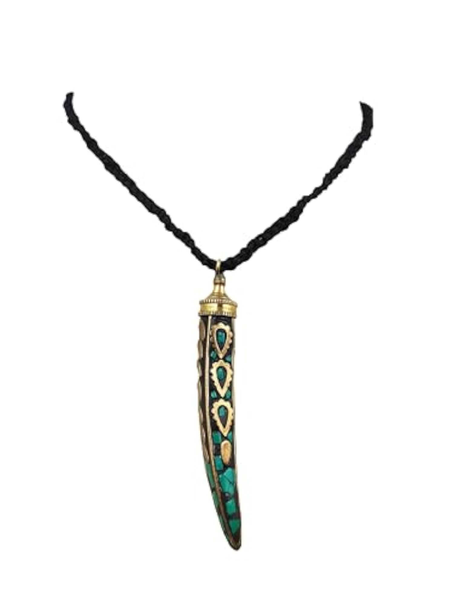 Women's Turquoise Tusk Shape Nepal Tibetan Necklace Pendant